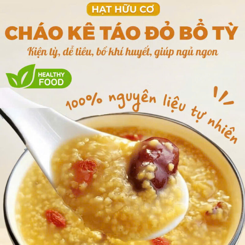 CHÁO KÊ TÁO ĐỎ BỔ TỲ 3 LẦN NẤU